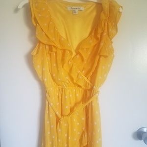 Yellow polka dot ruffled dress